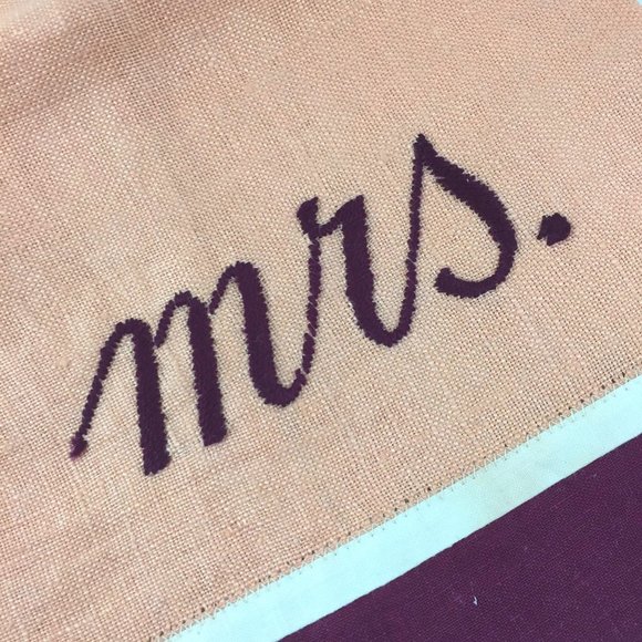 MCM Embroidered Mr and Mrs Finger Tip Towels Linen Mid Century Bathroom - Picture 3 of 5